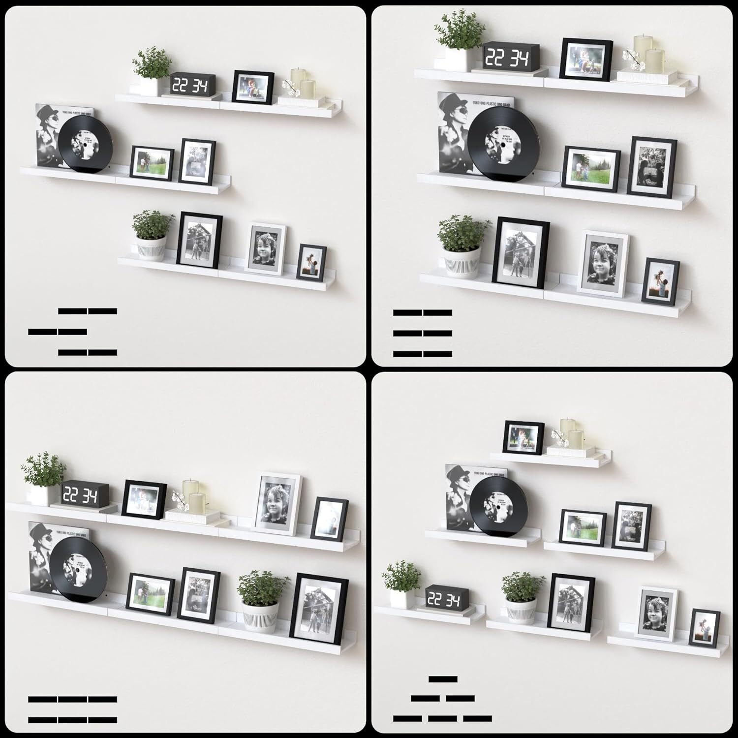 6 Pack Floating Wall Shelves, Display Shelves for Home Decoration Splattertide