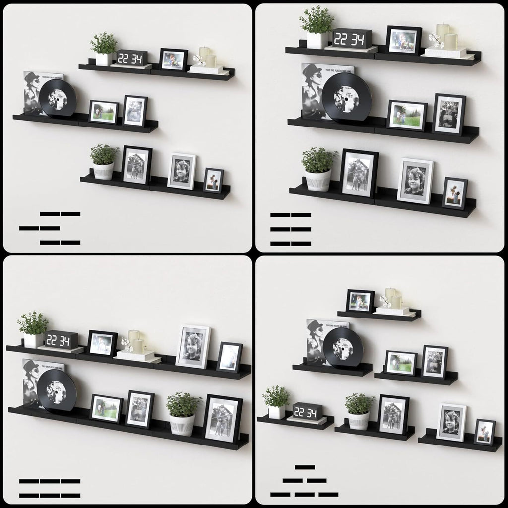 6 Pack Floating Wall Shelves, Display Shelves for Home Decoration Splattertide