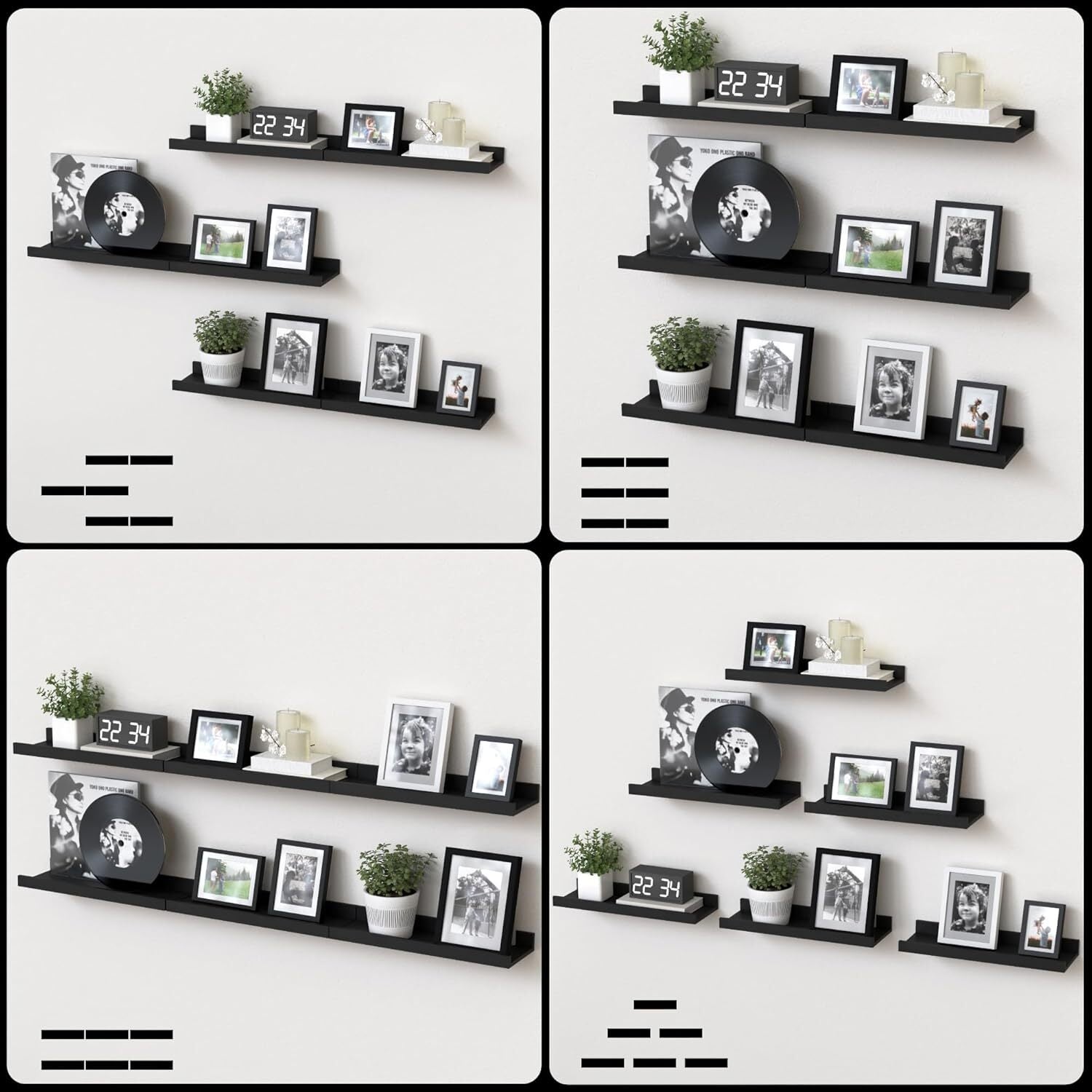 6 Pack Floating Wall Shelves, Display Shelves for Home Decoration Splattertide