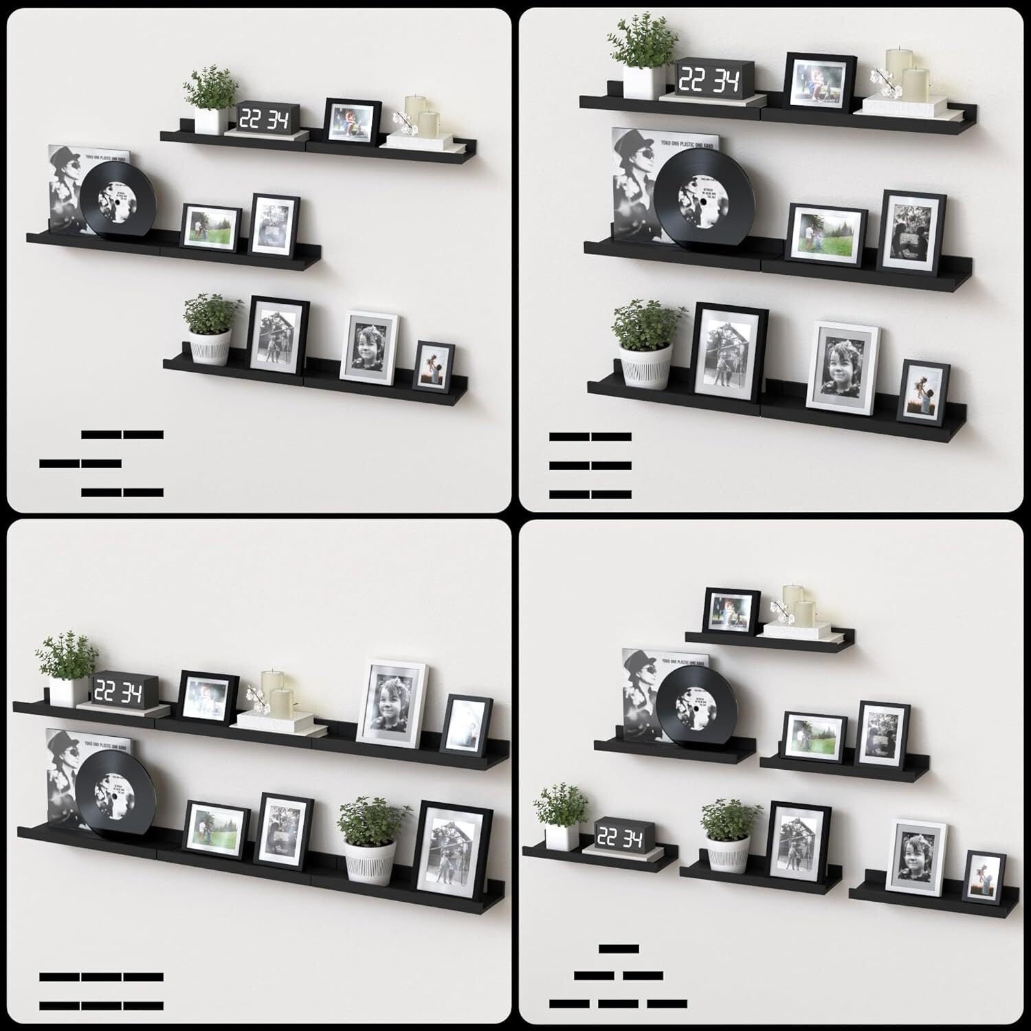 6 Pack Floating Wall Shelves, Display Shelves for Home Decoration Splattertide