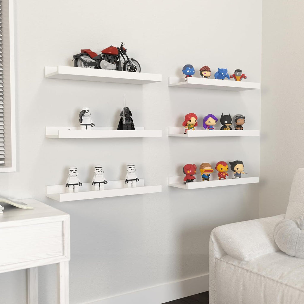 6 Pack Floating Wall Shelves, Display Shelves for Home Decoration Splattertide