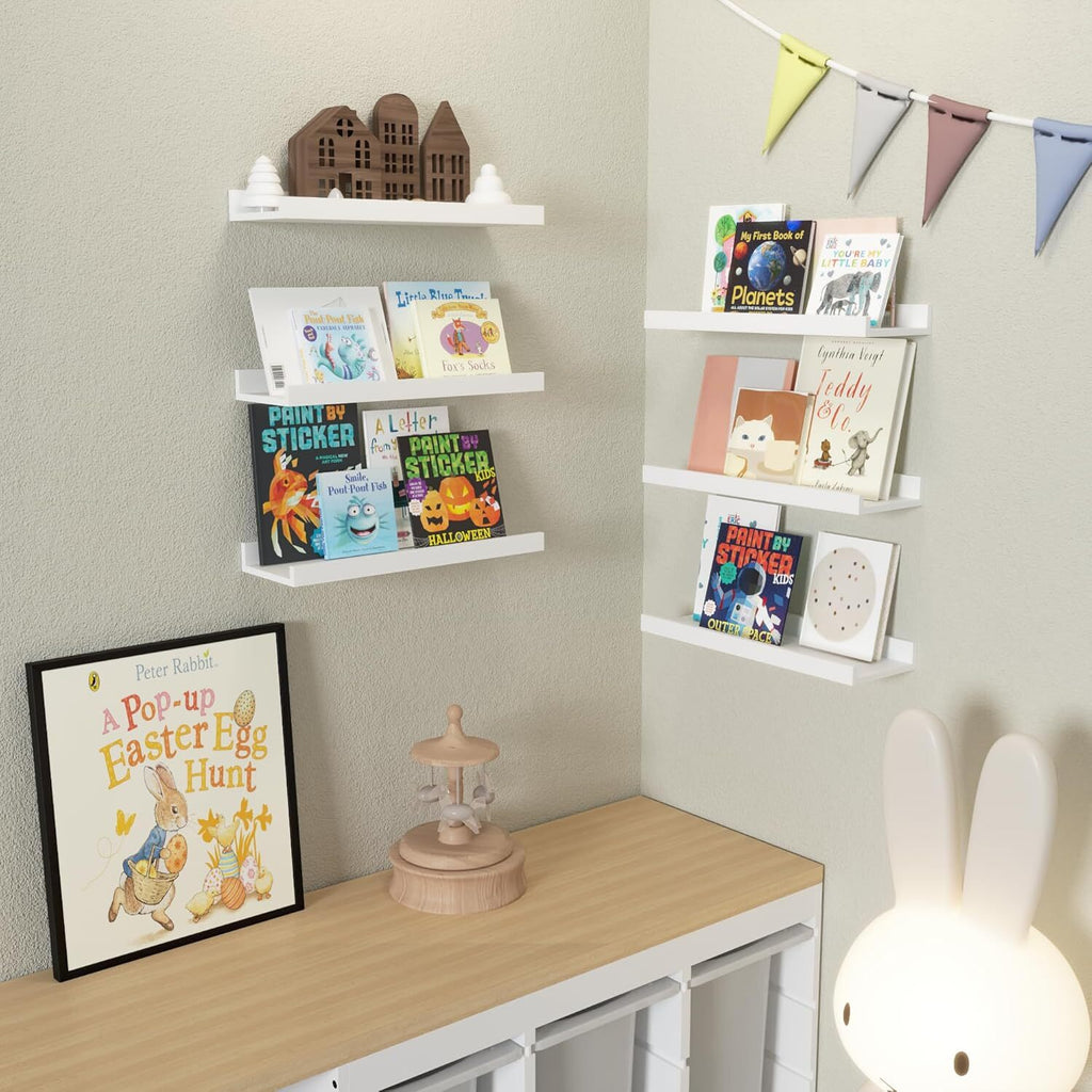 6 Pack Floating Wall Shelves, Display Shelves for Home Decoration Splattertide