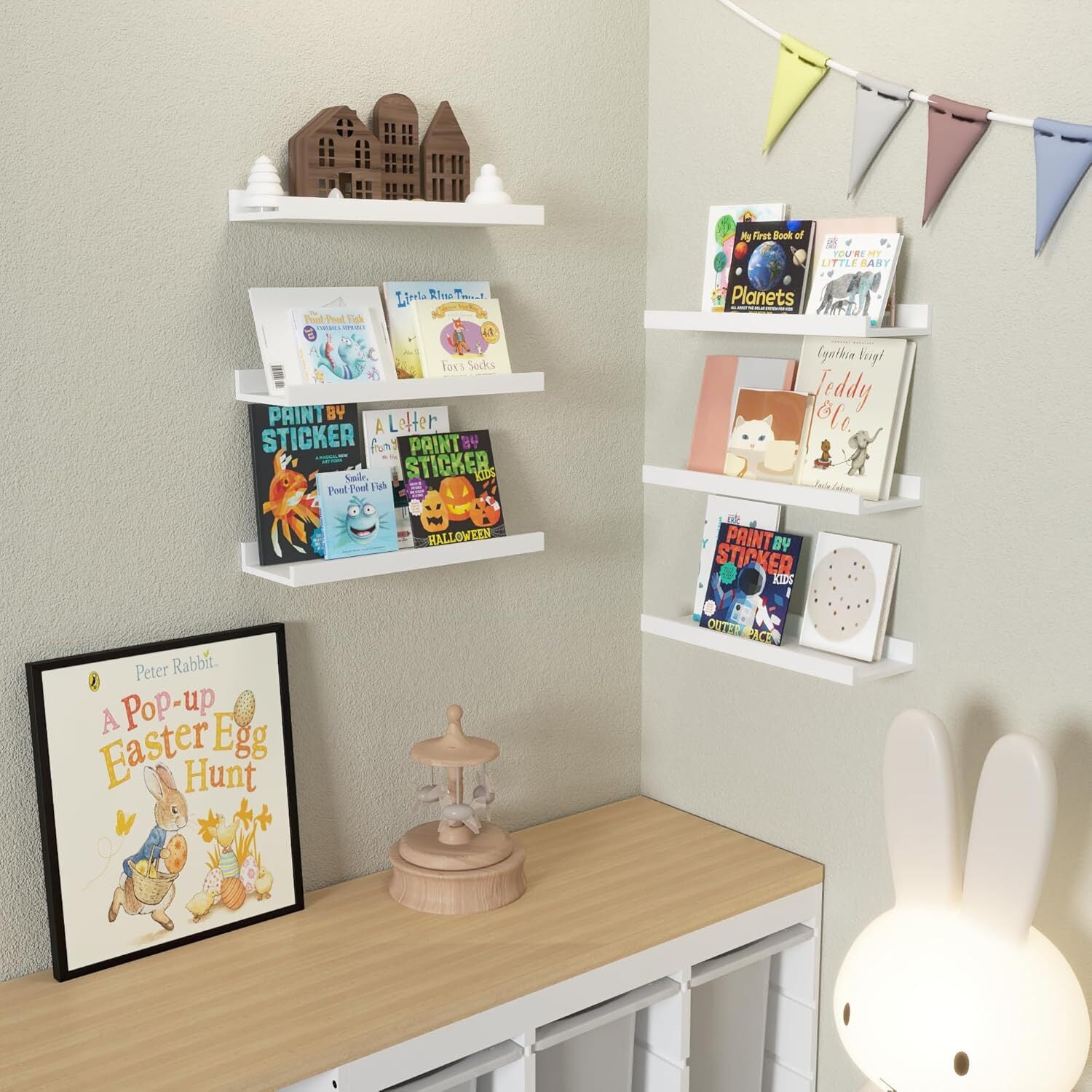 6 Pack Floating Wall Shelves, Display Shelves for Home Decoration Splattertide