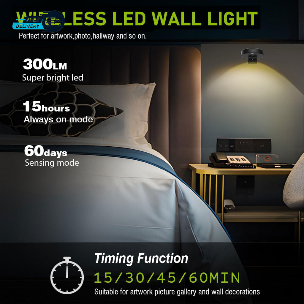 3Pack LED Picture Lights for Wall Rechargeable Battery Picture Frame Light