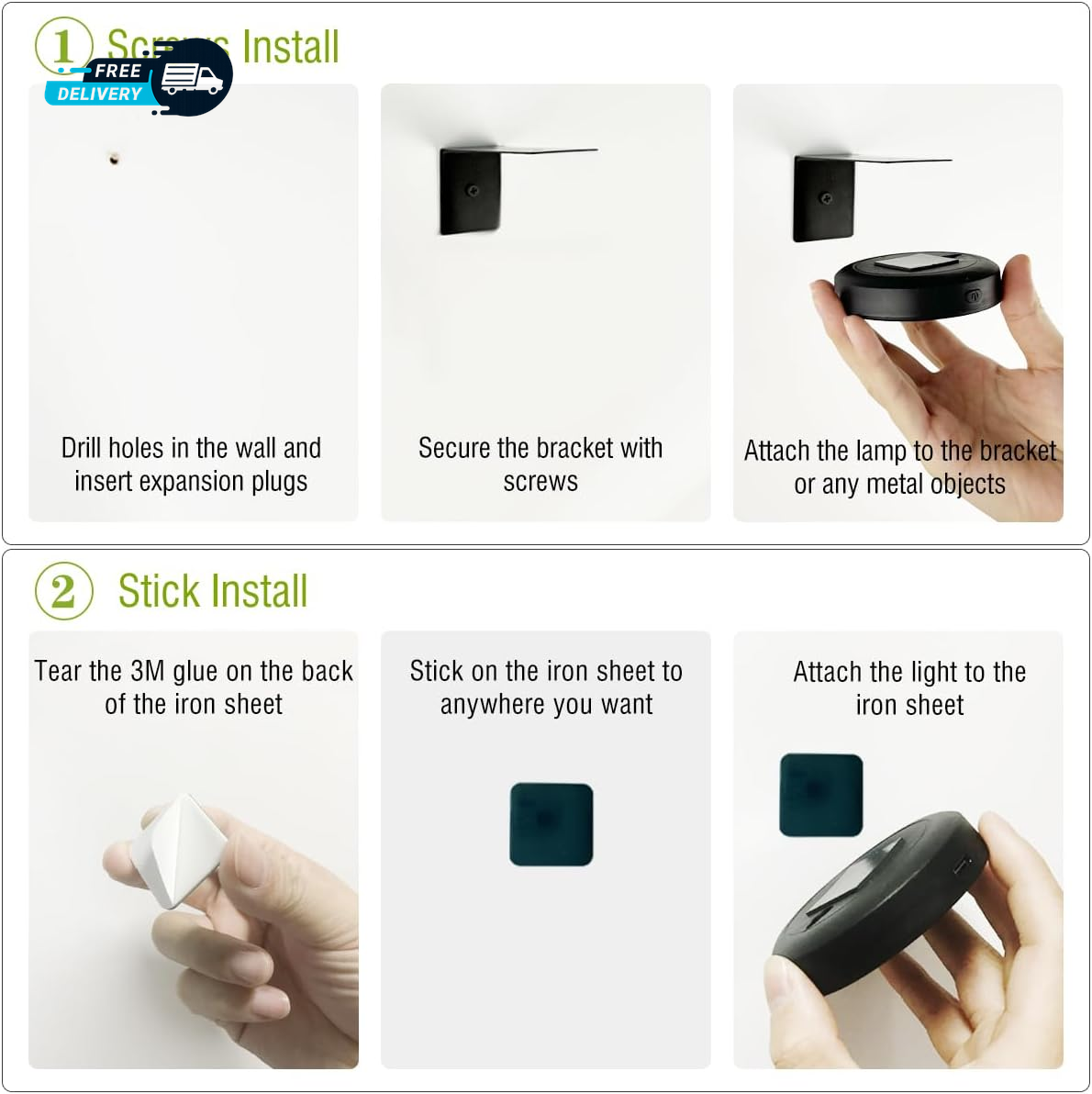 3Pack LED Picture Lights for Wall Rechargeable Battery Picture Frame Light