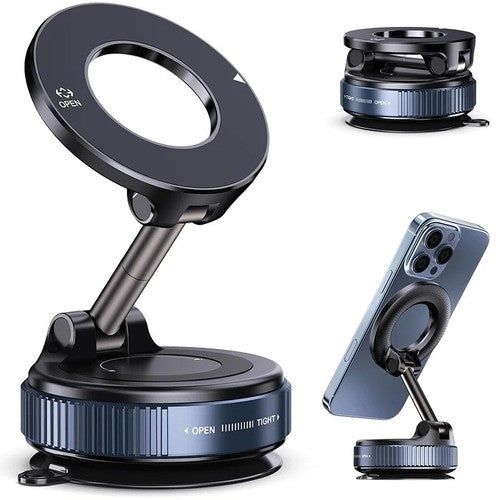 360° Vacuum Magnetic Phone Holder - Suction Cup Car Mount W/ Foldable Stand US