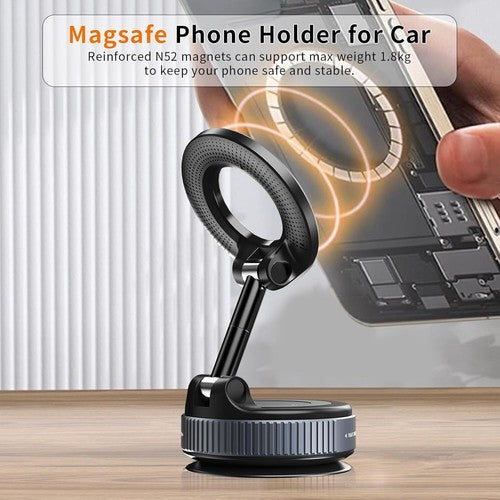 360° Vacuum Magnetic Phone Holder - Suction Cup Car Mount W/ Foldable Stand US
