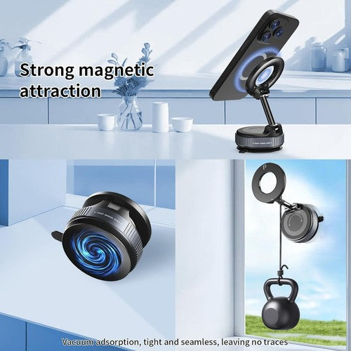 360° Vacuum Magnetic Phone Holder - Suction Cup Car Mount W/ Foldable Stand US