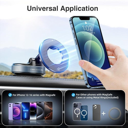 360° Vacuum Magnetic Phone Holder - Suction Cup Car Mount W/ Foldable Stand US